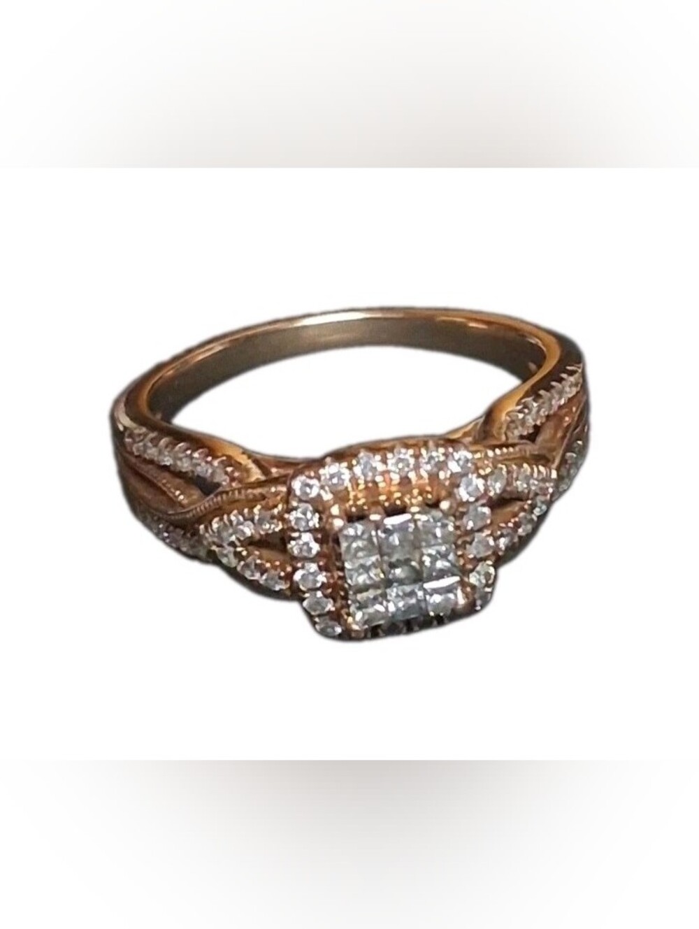 Kay Jewelers Rose Gold 10k Diamond Cluster Halo Ring